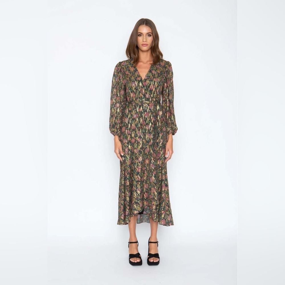 CABALLERO COLLECTION MOON MAXI WRAP DRESS in STARLIGHT size XS